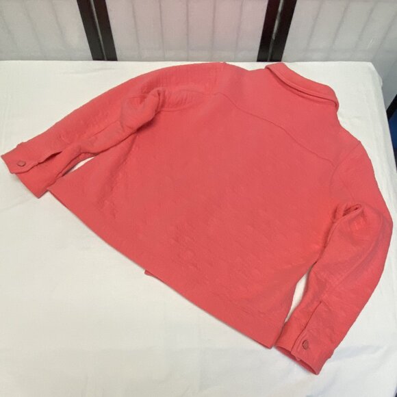 Isaac Mizrahi Live Coral Quilted Lightweight Bomber Jacket XL Short Button Coat - Picture 9 of 11